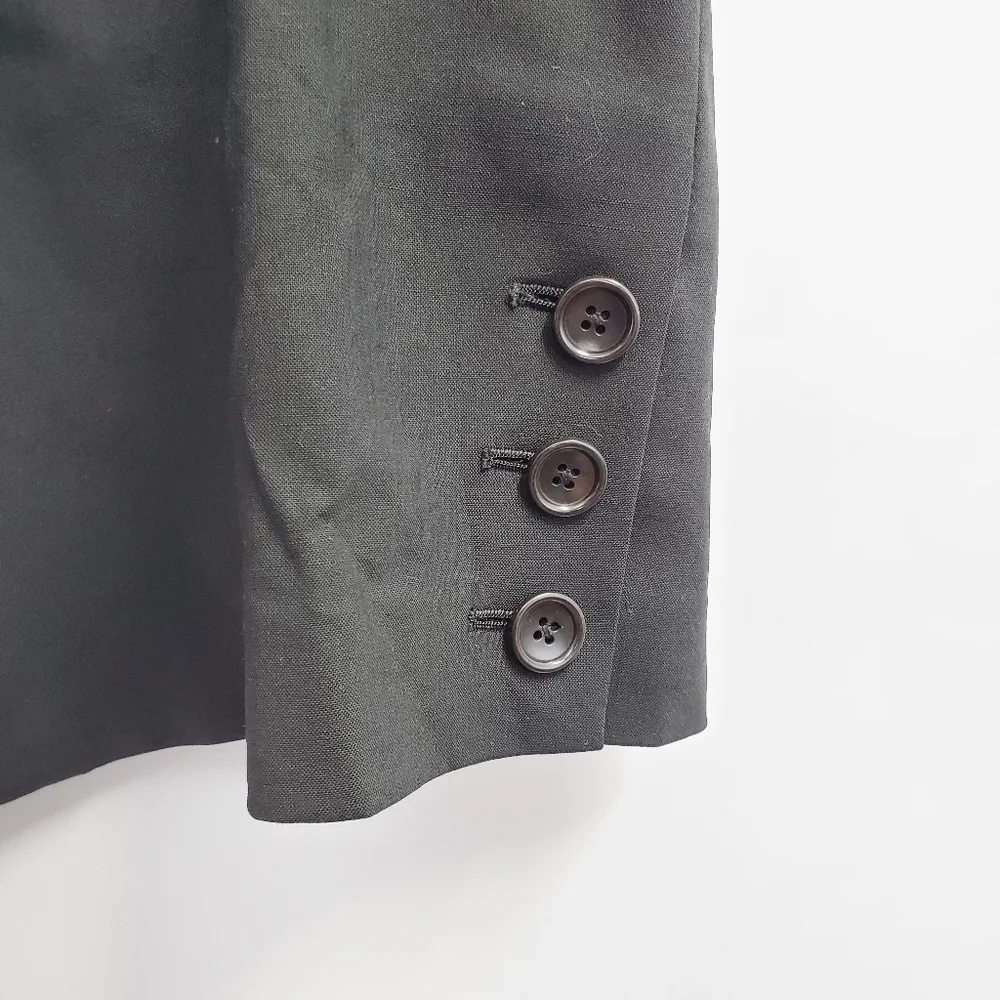 Saks Fifth Ave Black Wool One Button Blazer Career_4